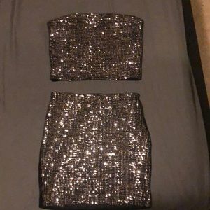 Two piece tube crop too with matching skirt